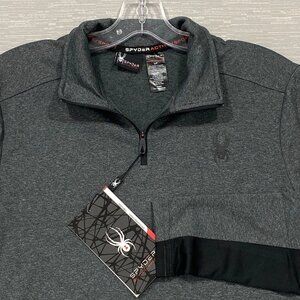 SPYDER 1/4 Zip Pullover Shirt Mens Small Grey Base Layer Quick Dry